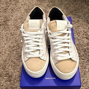 P448 Cream and White Casual Sneakers